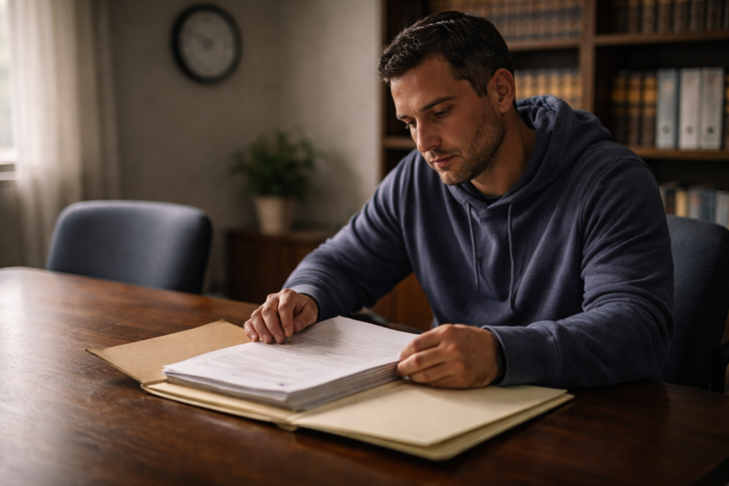 Reviewing legal documents in quiet space